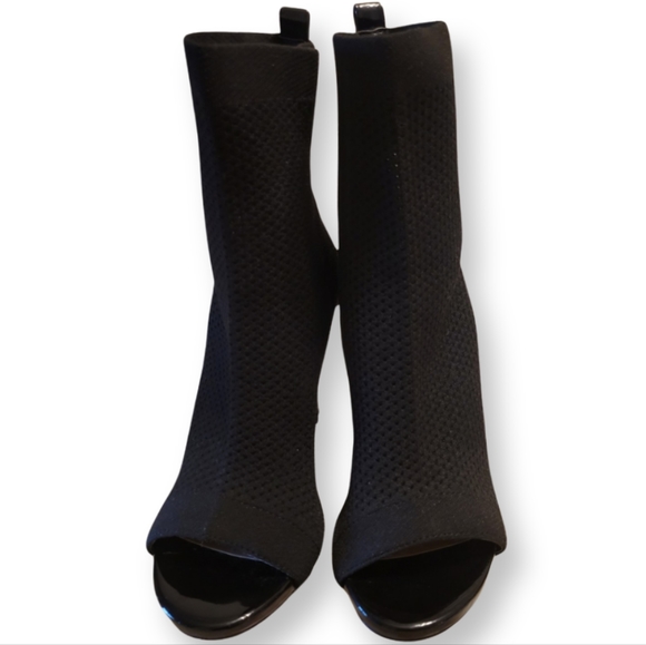 CATHERINE MALANDRINO ORBIT OPEN TOE BOOTIE BLACK HEELS - Picture 4 of 5